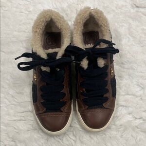 Tory Burch Shearling Wool Sneakers